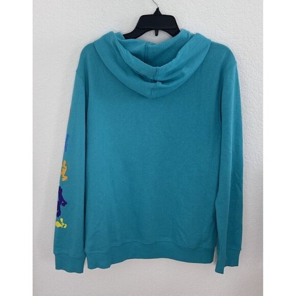 NWOT Looney Tunes Men's Neon Blue/Green Hooded Sweatshirt Size S Anime Influence - Picture 6 of 11
